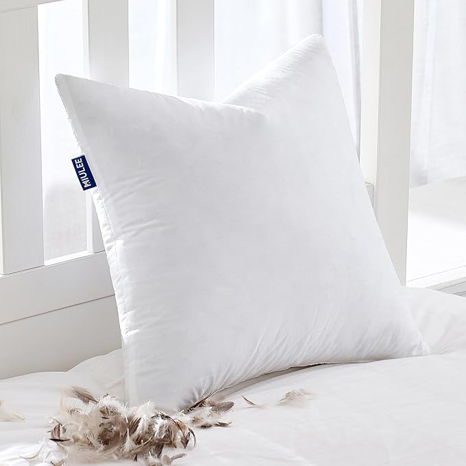 MIULEE Feather Pillow Insert 28x28, Decorative Down Feather Fluffy Throw Pillow by MIULEE