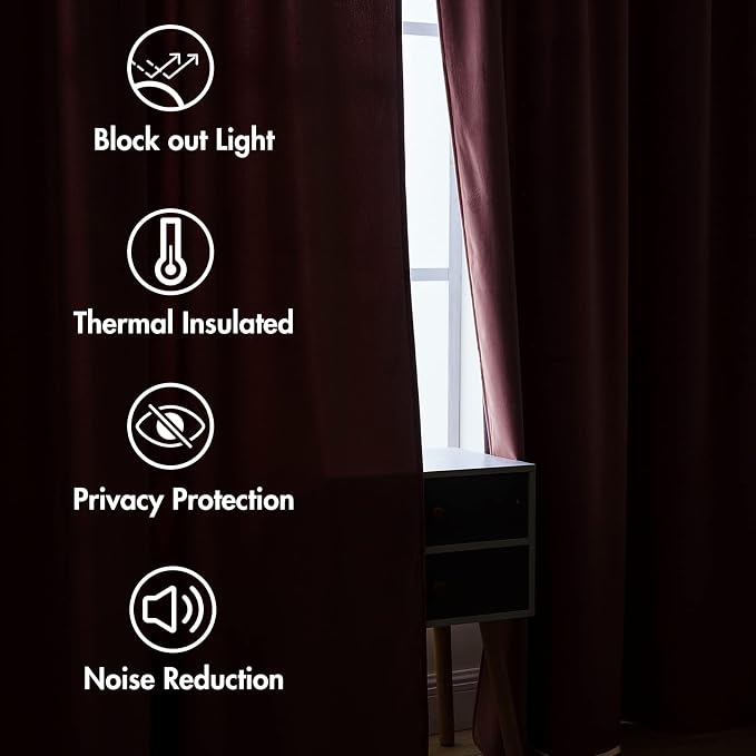 MIULEE Velvet Curtains 2 Panels Luxury Blackout Curtains - Image 5