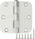 30 Pack Rounded Satin Door Hinges Brushed Nickel 3.5 Inch Interior 3 1/2 Inch 5/8" Radius Corners Iron Bifold Silver Residential Bed Room Hinge for Doors Hardware Controls House Decor Accessories