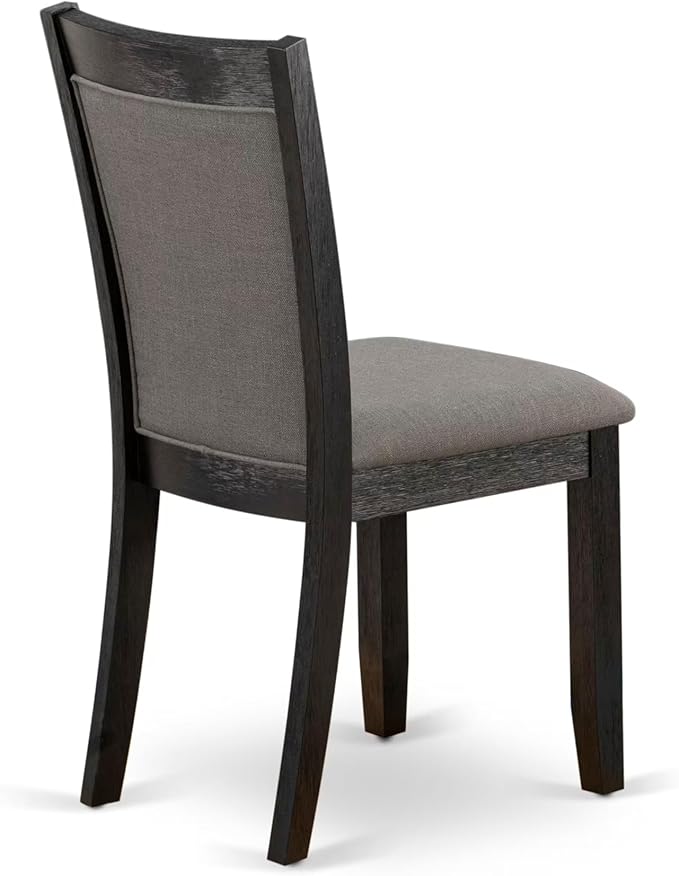 East West Furniture V677MZ650-9 9 Piece Dining Set Includes a Rectangle Dining Room Table with V-Legs and 8 Dark Gotham Grey Linen Fabric Upholstered Chairs, 40x72 Inch, Multi-Color