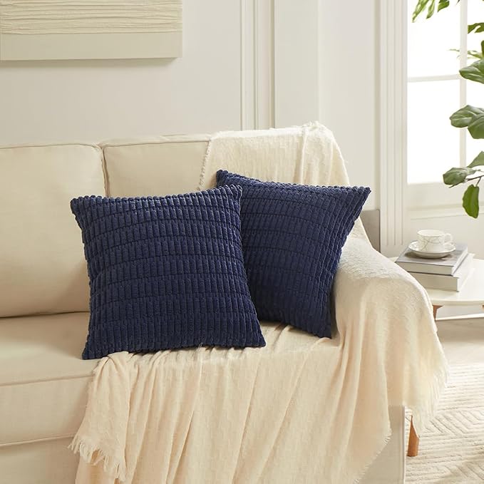Fancy Homi 4 Packs Navy Blue Decorative Throw Pillow Covers 24x24 Inch - Image 6