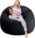 5 Ft Bean Bag Chairs for Adults with Memory Foam Filling, Comfy Bean Bag Sofa with Filler Included, Soft Dutch Velvet Fabric Beanbags,5 Foot, Black