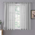 Tollpiz Sheer Curtains Linen Textured Bedroom Curtain Sheers Light Filtering by Tollpiz