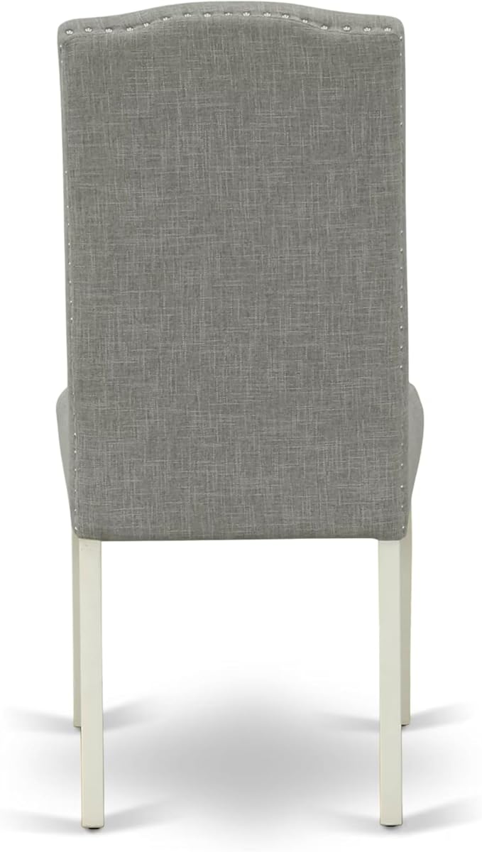 East West Furniture V097EN206-9 9 Piece Dining Room Set Includes a Rectangle Kitchen Table with V-Legs and 8 Dark Shitake Linen Fabric Upholstered Parson Chairs, 40x72 Inch, Multi-Color