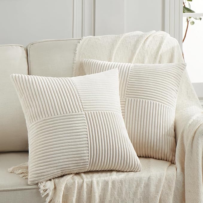 Fancy Homi 2 Packs Cream Euro Decorative Throw Pillow Covers 26x26 Inch by Fancy+Homi