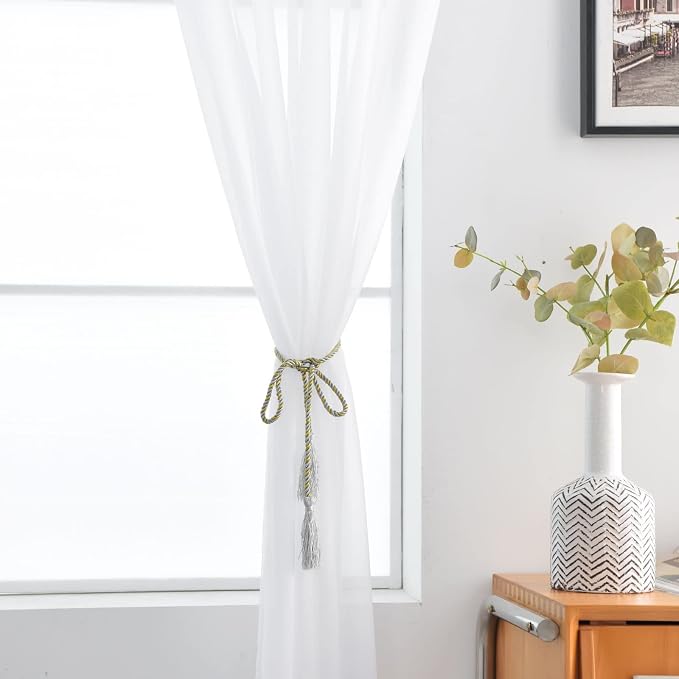 SpaceDresser Basic Rod Pocket Sheer Voile Window Curtain Panels White 1 Pair 2 - Image 6