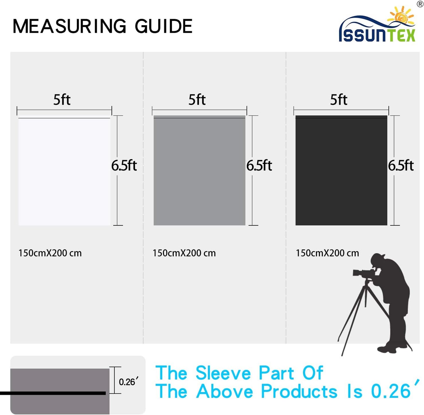 ISSUNTEX 5X6.5 ft Black Background Backdrop,Photo Studio,Collapsible High Density Screen for Video Photography and Television