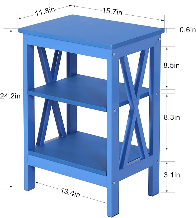 VECELO Modern Nightstands X-Design Side End Table Night Stand with Storage Shelf for Bedroom,Living Room,