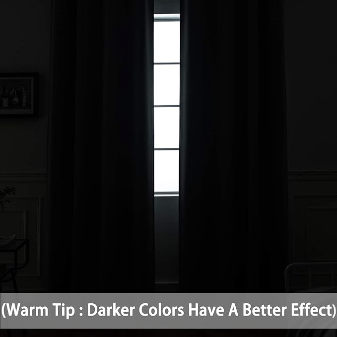 Yakamok Black Out Curtains 63 Inch Long Room Darkening Thermal Insulated - Image 3