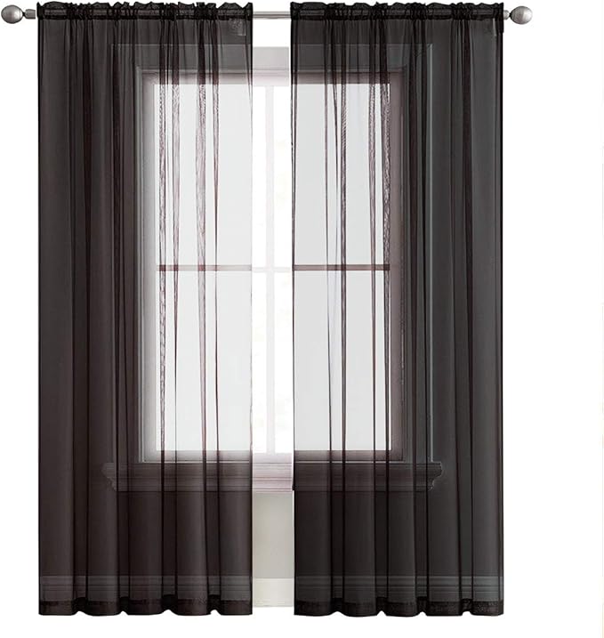 SpaceDresser Sheer Voile Window Treatment Rod Pocket Curtain Panels - Image 2