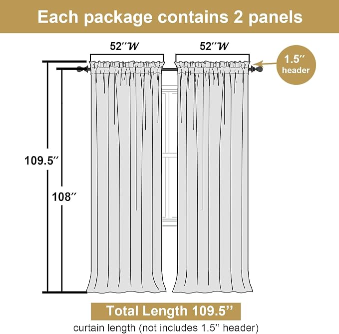 Lecloud Leia Black Sheer Curtains 108 Inches Long 2 Pcs, Elegant Jacquard Leaf - Image 3