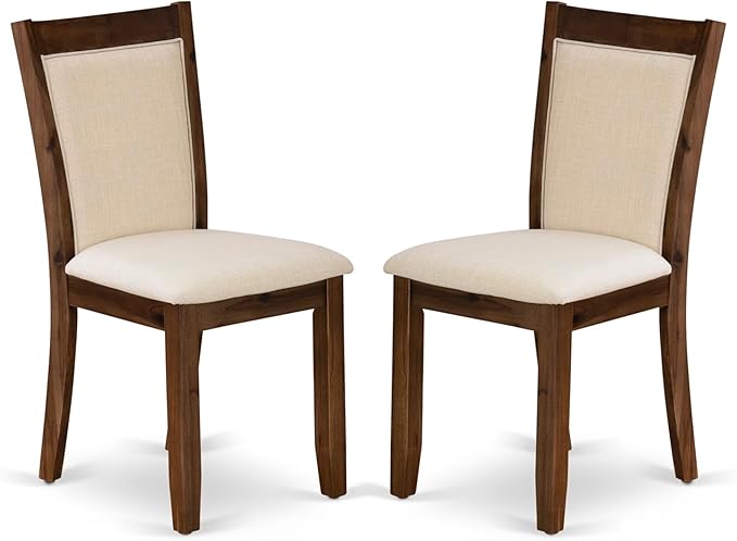 East West Furniture V727MZN32-9 9 Piece Dining Room Furniture Set Includes a Rectangle Dining Table with V-Legs and 8 Light Beige Linen Fabric Upholstered Chairs, 40x72 Inch, Multi-Color