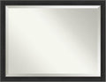 Amanti Art Black Bathroom Mirror for Over Sink, 34x44 Shipwreck Black Narrow Rectangle Vanity Mirror, X-Large Rustic Farmhouse Frame, Hangs Horizonally and Vertically, Bathroom Wall Decor, Beveled