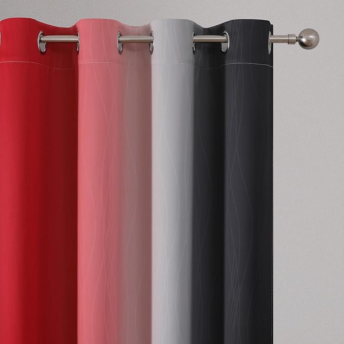 Estelar Textiler Red and Black Blackout Curtains - Image 4