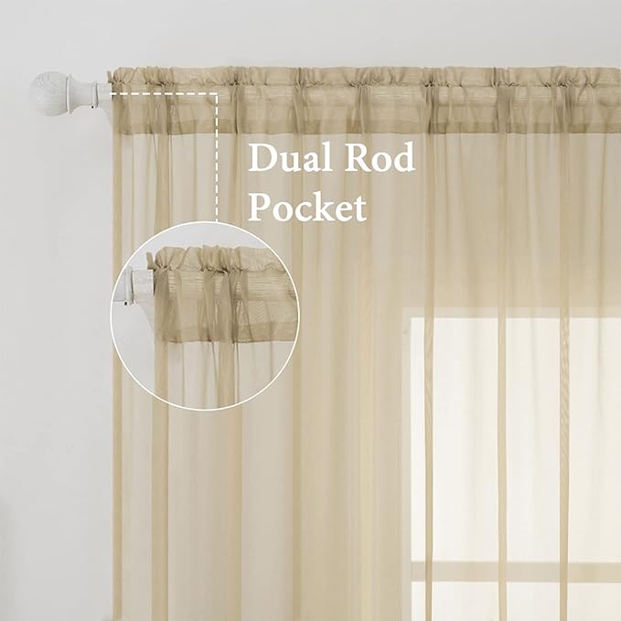 MIULEE Solid Color Sheer Window Curtains Elegant Window Voile - Image 4