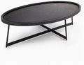 Modern Coffee Table, Oval Wood Coffee Tables Center Table with Metal Leg for Living Room, 47 Inch Table Accent Furniture (Oval Coffee Table, Black)