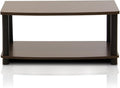 Furinno Turn-N-Tube 2-Tier TV Riser, Small Elevated No Tools TV Stand for TV up to 32 inch, 15.8" x 23.8" x 11", Dark Brown/Black