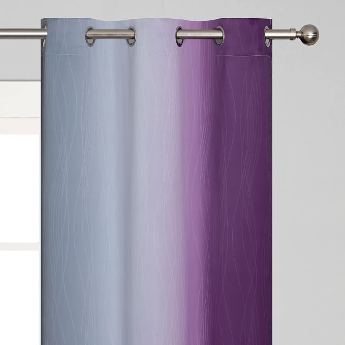 Estelar Textiler Ombre Purple and Grey Blackout Curtains 72 Inches Long - Image 4