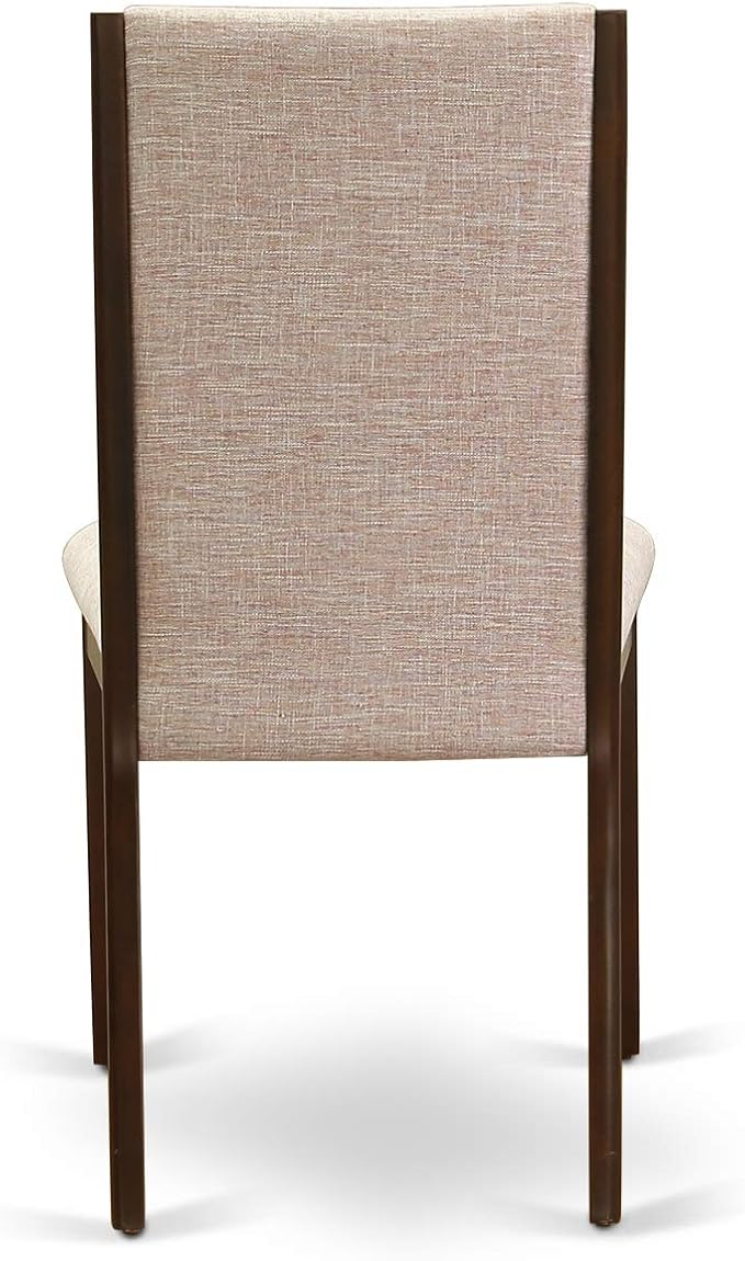 East West Furniture MZLA5-MAH-04 5 Piece Dining Room Furniture Set Includes a Rectangle Dining Table with Dropleaf and 4 Light Tan Linen Fabric Upholstered Chairs, 36x54 Inch, Mahogany