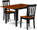 East West Furniture NDAN3-BCH-W 3 Piece Modern Dining Table Set Contains a Rectangle Wooden Table with Dropleaf and 2 Kitchen Dining Chairs, 30x48 Inch, Black & Cherry