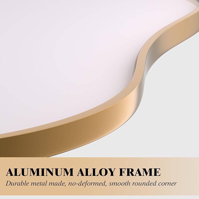 WEER Irregular Wall Mirror, 26x46 inch Gold Asymmetrical Mirror Wall Mounted Mirrors Decorative, Abstract Wavy Aluminum Alloy Frame Mirror for Bathroom, Bedroom, Living Room, Entryway