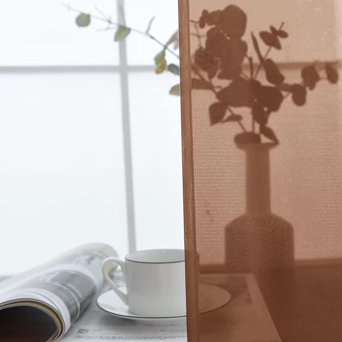 SpaceDresser Brown Sheer Curtains 4 Panels Rod Pocket Semi-Sheer Curtain 72 - Image 5