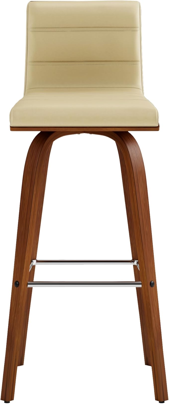 Vienna 30" Swivel Bar Stool in Walnut Wood Finish with Cream Faux Leather - Set of 3