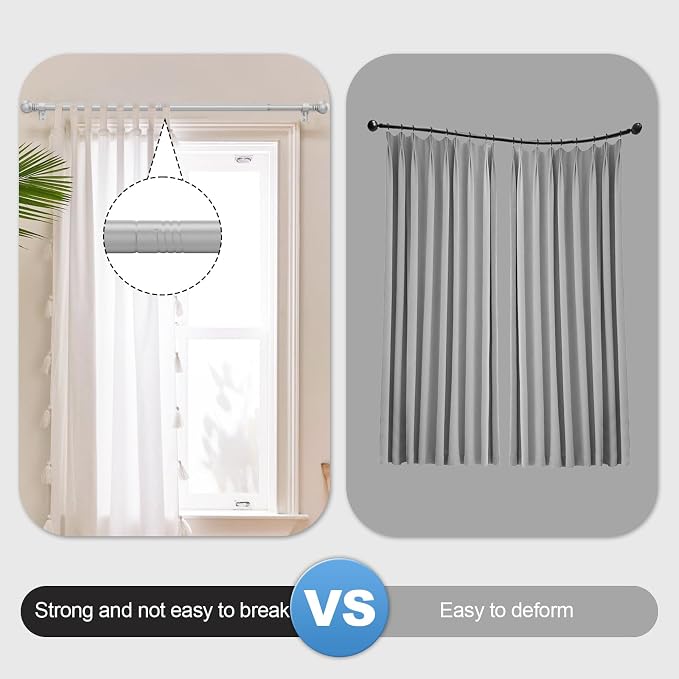 2 Pack Silver Curtain Rods for Bedroom - Image 4