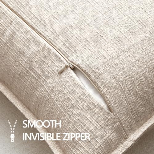 MIULEE Thick Textured Decorative Throw Pillow Covers 18x18 in Natural Linen - Image 7