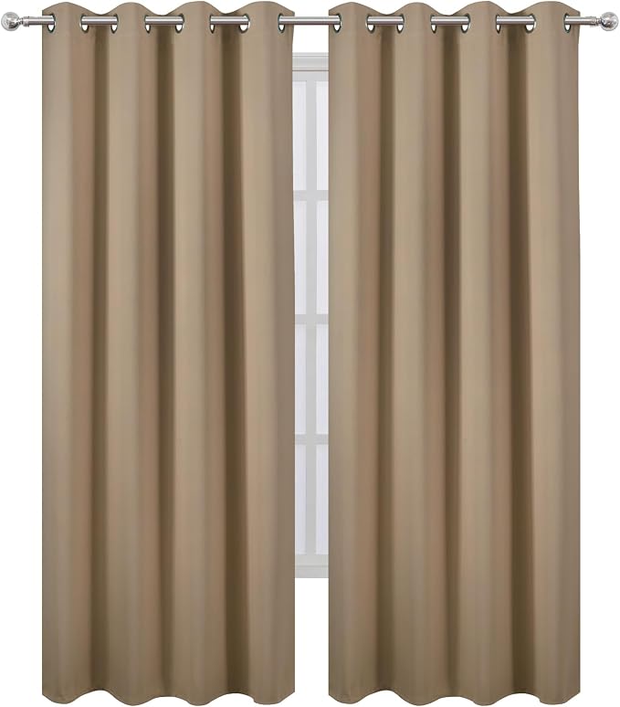 LEMOMO Blackout Curtains 52 x 108 inch/Natural Curtains Set of 2 Panels/Thermal - Image 2