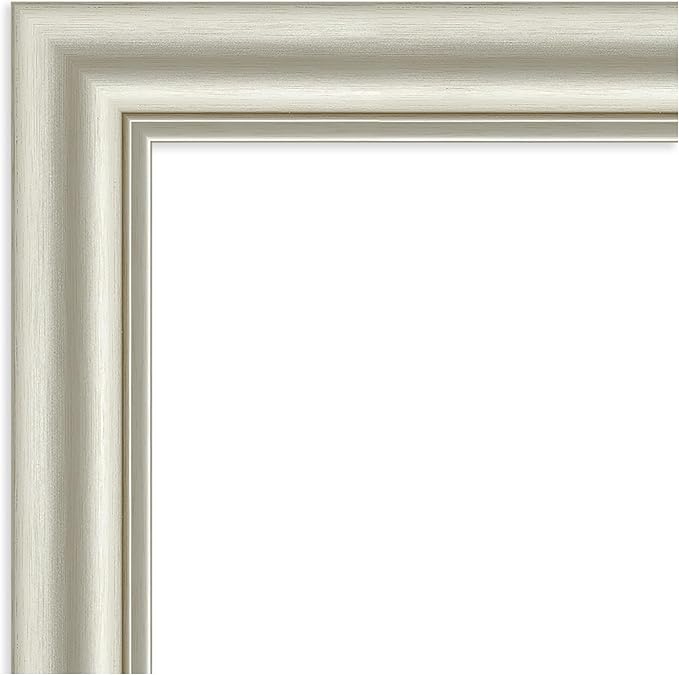 Amanti Art Bathroom Mirror for Over Sink, 36x46 Sophia Silver Rectangle Vanity Mirror, X-Large Traditional Frame, Hangs Horizonally and Vertically, Bathroom Wall Decor, Beveled Edge