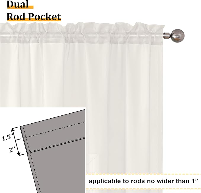 Aiyufeng Modern Sheer Window Curtains, Rod Pocket Long Curtains Translucent - Image 5