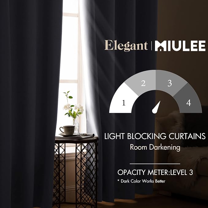 MIULEE Room Darkening Curtains, Thermal Insulated Drapes Solid Window Treatment - Image 2