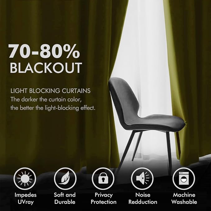 MIULEE Velvet Curtains Olive Elegant Grommet Thermal Insulated Soundproof Green - Image 4