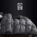 Luxurious All-Season Goose Down Feather Fiber Comforter Oversize Queen Duvet Insert (98x98), Exquisite Pinch Pleat Design- Gray, Premium Baffle Box, 100% Egyptian Cotton Cover, 70 oz. Fill Weight