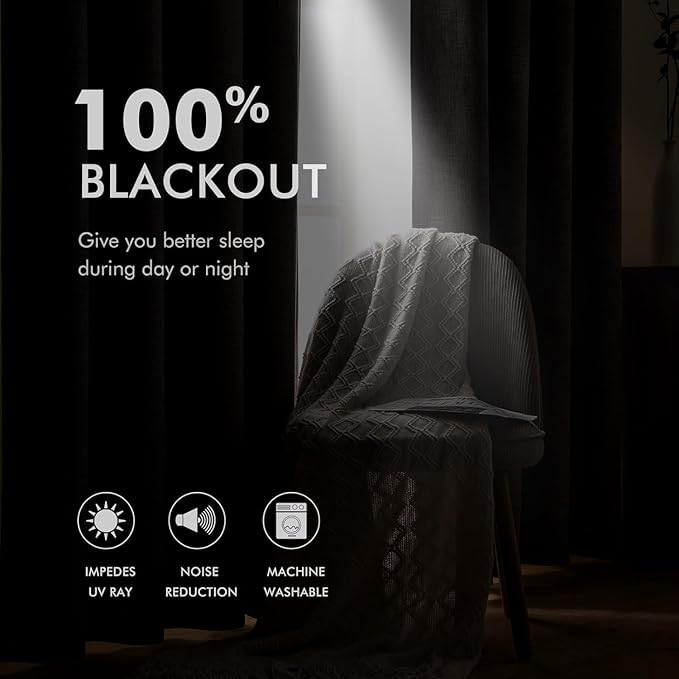MIULEE 100% Blackout Linen Textured Curtains - Image 3