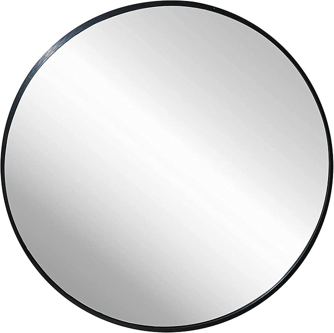 FrameWorks 24" Deluxe Contemporary Black Circular Aluminum Mirror