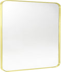Gold Metal Framed Bathroom Mirror for Wall, Brushed Gold Rounded Corner Rectangular Bathroom Vanity Mirror, Anti-Rust, Tempered Glass (30" x 36", Gold)