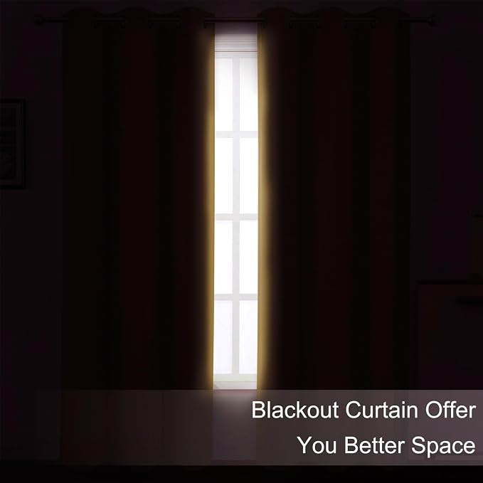 LEMOMO Mustard Yellow Thermal Blackout Curtains/52 x 72 Inch/Set of 2 Panels - Image 3