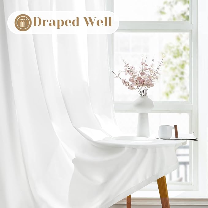 HOMEIDEAS Non-See-Through White Privacy Sheer Curtains 52 X 84 Inches Long 2 - Image 7
