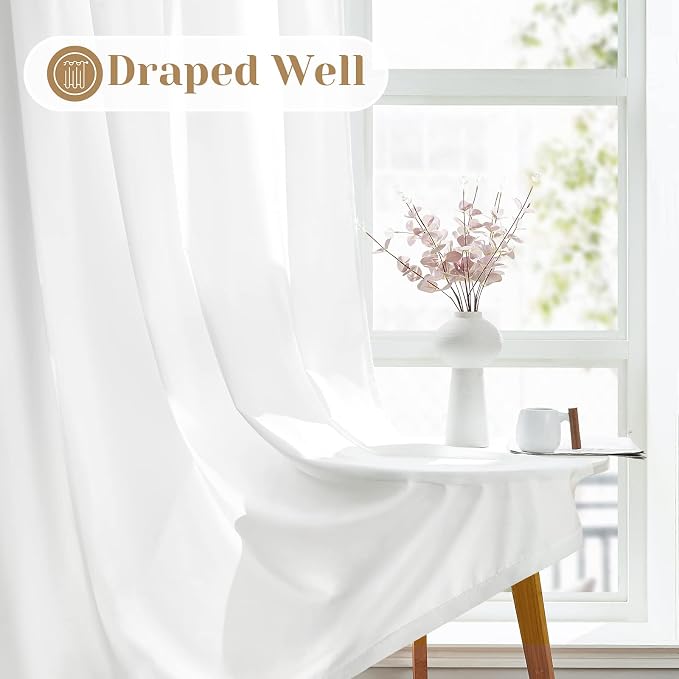HOMEIDEAS Non-See-Through White Privacy Sheer Curtains, 52 X 45 Inches Long 2 - Image 6