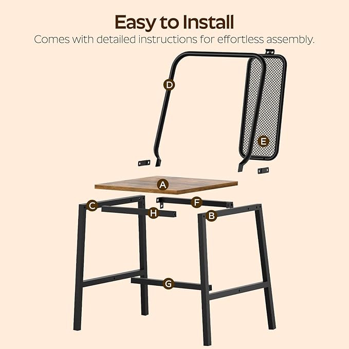 Dining Chairs Set of 6, Wooden Kitchen Chairs, Farmhouse Dining Chairs with Back Support, for Living Room, Kitchen, Rustic Brown and Black CY01L6BR