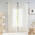 YJ YANJUN Vintage Lace Curtains 80 Inch Length Victorian Floral Cream Sheer by YJYANJUN