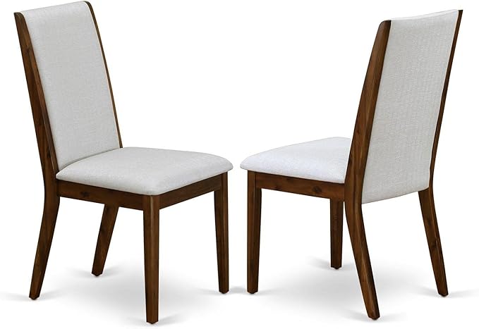 East West Furniture ANLA3-ANA-05 3 Piece Dining Set Contains a Round Kitchen Table with Pedestal and 2 Grey Linen Fabric Parsons Dining Chairs, 36x36 Inch, Natural