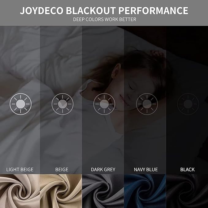 Joydeco Greyish White Custom Solid Single Blackout Curtain - Image 2