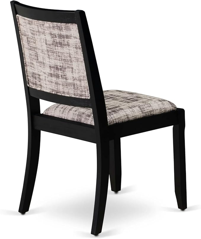 East West Furniture LGX25-BLK-30 -5 Piece Dining Set Includes a Rectangular Kitchen Table with Black Tabletop and 4 Stackable Polyester Fabric Chairs, Black