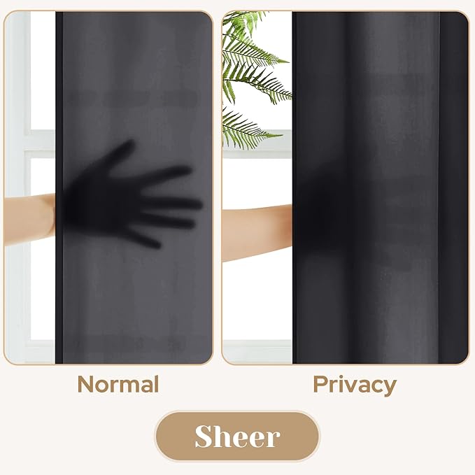 HOMEIDEAS Halloween Non-See-Through Black Privacy Sheer Curtains, 52 X 72 - Image 3