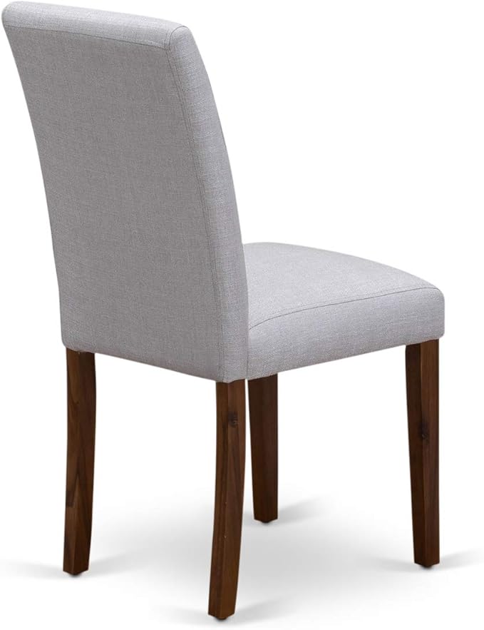 East West Furniture DMAB3-AWA-05 3 Piece Dinette Set for Small Spaces Contains a Round Dining Table with Dropleaf and 2 Grey Linen Fabric Parson Dining Chairs, 42x42 Inch, Walnut