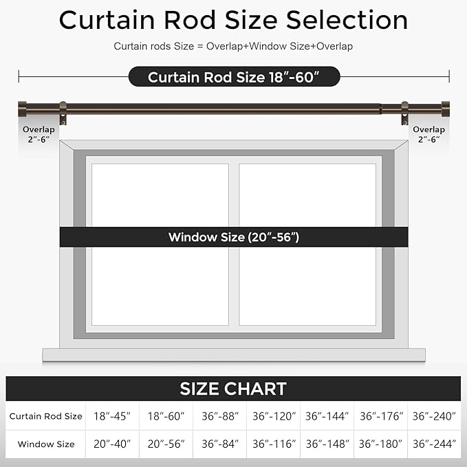 VOIIY 2 Pack Curtain Rods for Windows 28 to 48 Inch, Bronze 1'' Diameter - Image 5