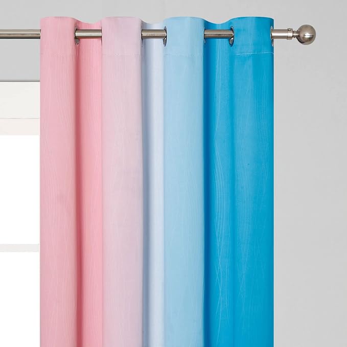 Estelar Textiler Pink and Blue Ombre Blackout Curtains 96 Inches Long, Full - Image 4